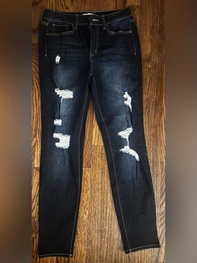 SO Black Distressed Skinny Jeans with Rips